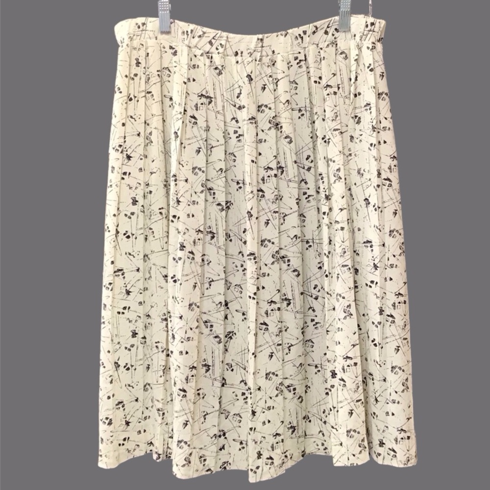 Vintage Via Sant Andrea Womens Pleated Midi Skirt Size 14 Abstract Print Twee